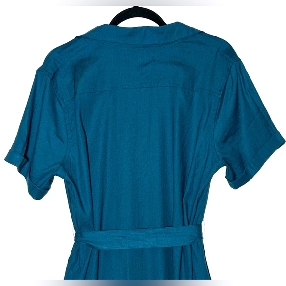Elegant Blue Midi Shirt Dress - Picture 9 of 14